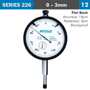 SHOCKPROOF DIAL INDICATOR FLAT BACK 3MM